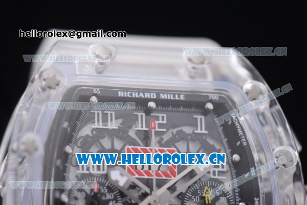 Richard Mille RM 11-01 Roberto Mancini Chronograph Swiss Valjoux 7750 Automatic Sapphire Crystal Case with Skeleton Dial and Aerospace Nano Translucent Strap - Click Image to Close